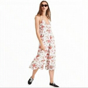 AMERICAN Eagle White Rose Wide Leg Jumpsuit